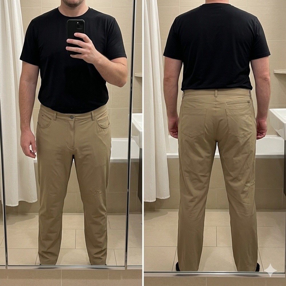 Fabletics The Only Pant Mens 38x32 Khaki Tan Chino Performance Golf Stretch